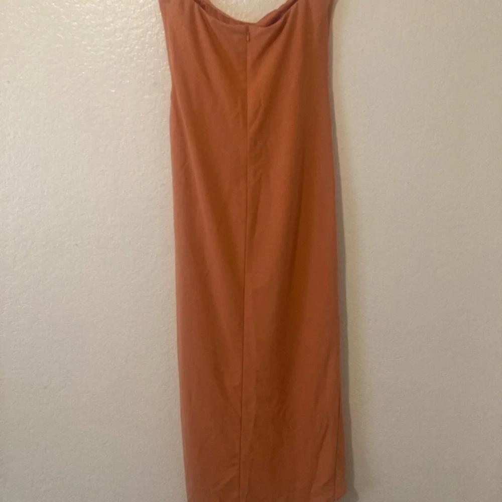Chic Terracotta Draped Maxi Dress - Picture 2 of 4